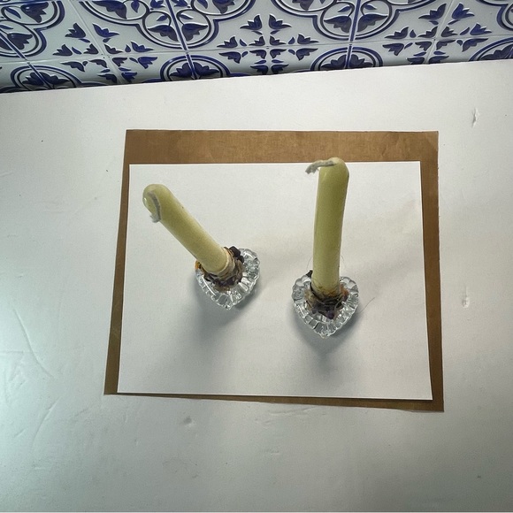 Mikasa Pair Heartfelt Heart Shaped Lead Crystal Taper Candle Stick Holders - Picture 11 of 11